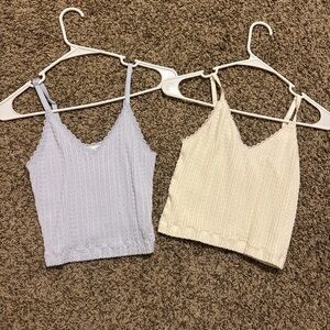Pink Rose Textured Camisole Set - Soft Blue and Cream